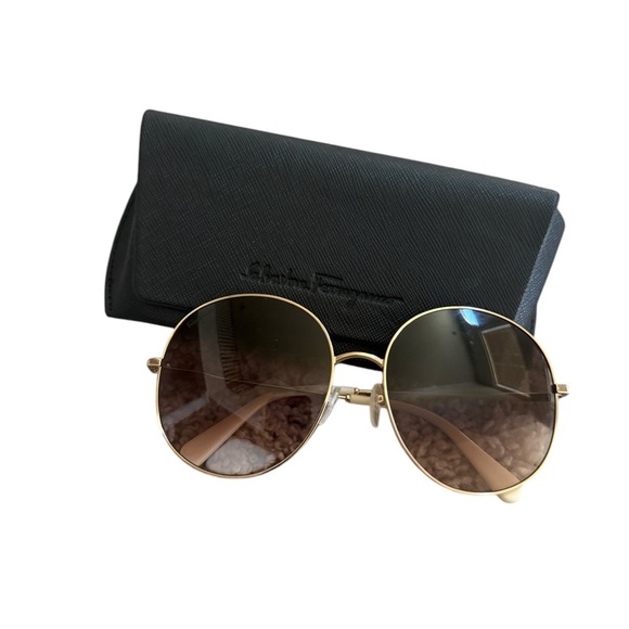 Salvatore Ferragamo Gold Sunglasses 100% Authentic comes with case & cloth main image 13